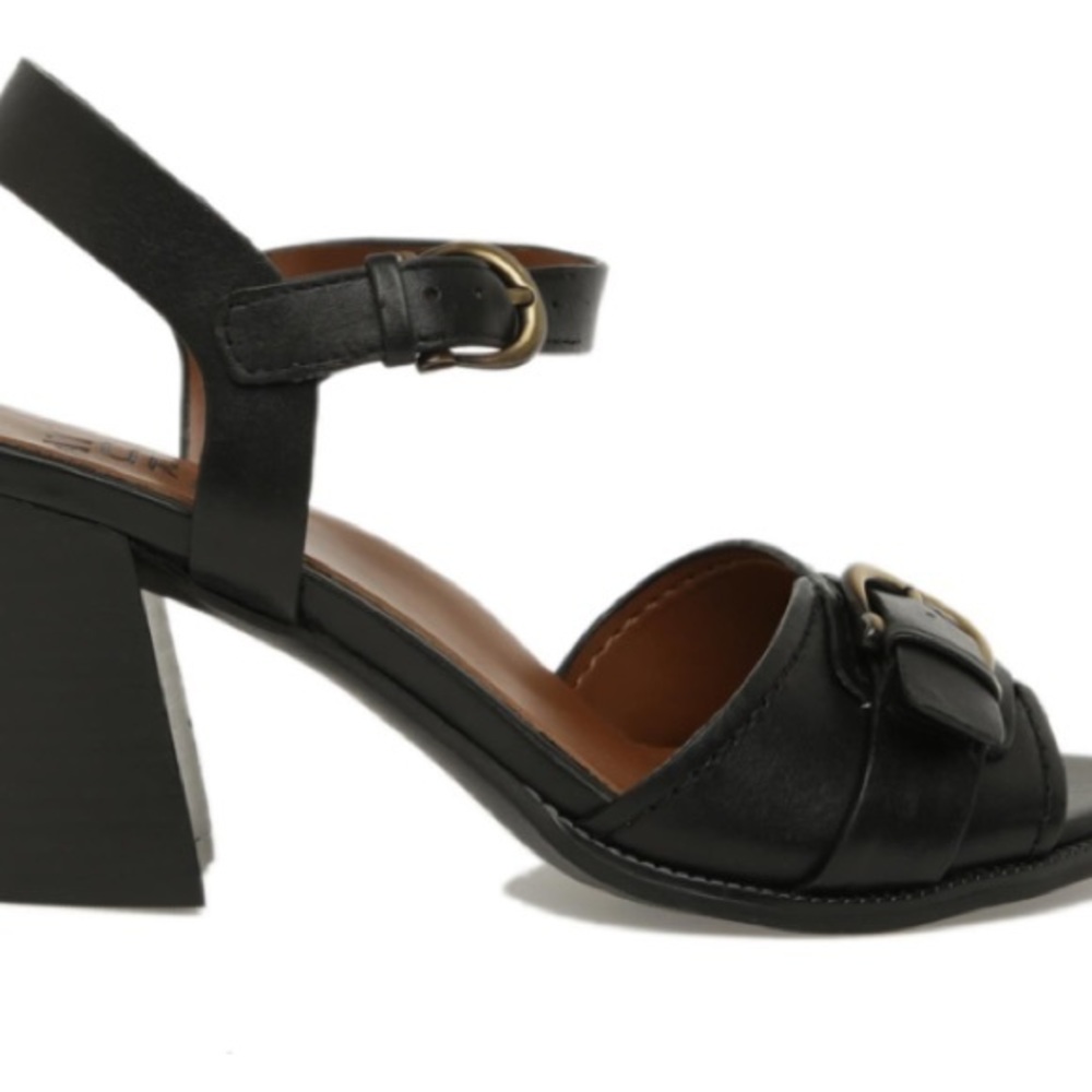 NWT Naturalizer Malika Women’s Sz 8.5W Wide Black Leather Open Toe Pump Heels - Picture 7 of 7